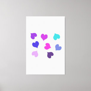 Cute colourful hearts canvas print