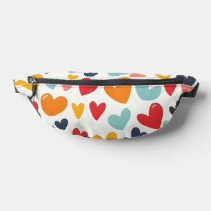 Cute Colourful Hearts Doodle Romantic Fanny Pack
