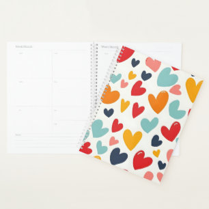 Cute Colourful Hearts Doodle Romantic Planner