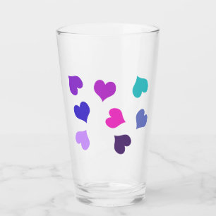 Cute colourful hearts glass