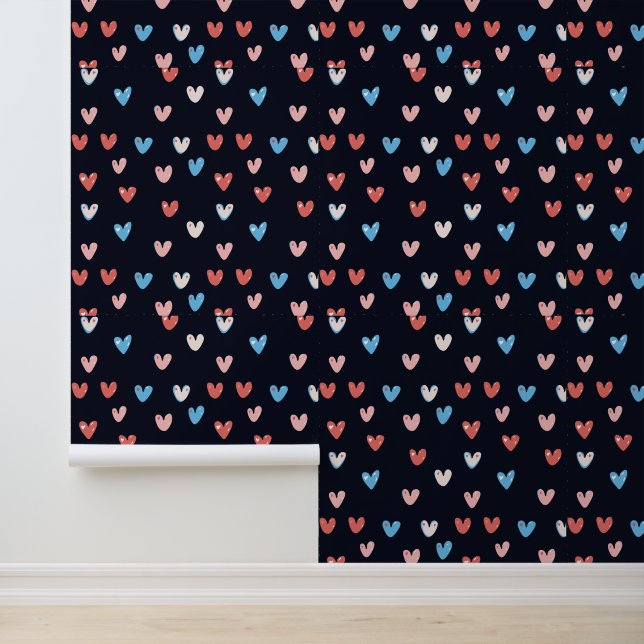 Cute Colourful Hearts on Dark Background Wallpaper (Application)