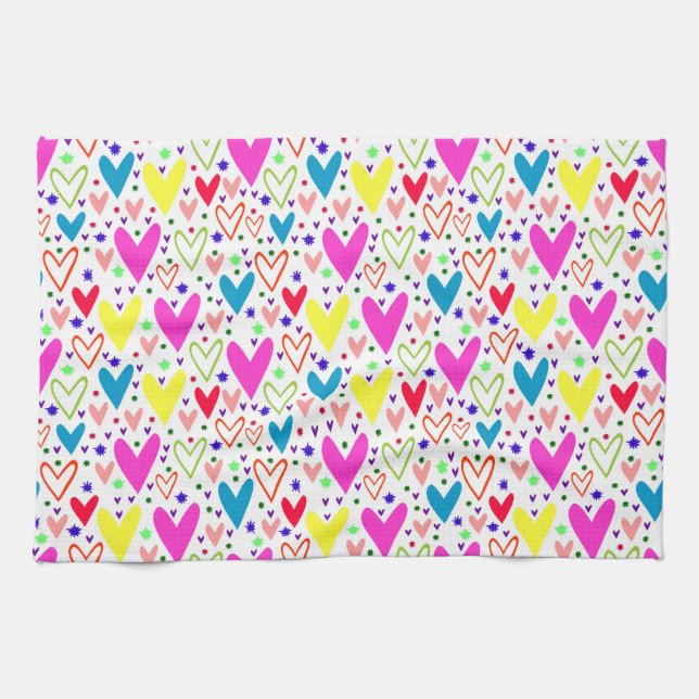 Cute colourful hearts pattern Case-Mate iPhone cas Kitchen Towel (Horizontal)