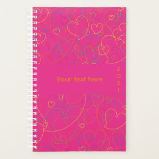Cute Colourful Hearts Pattern - Hearts Net Pink Planner