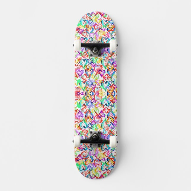 Cute colourful hearts patterns Case-Mate iPhone ca Skateboard (Front)