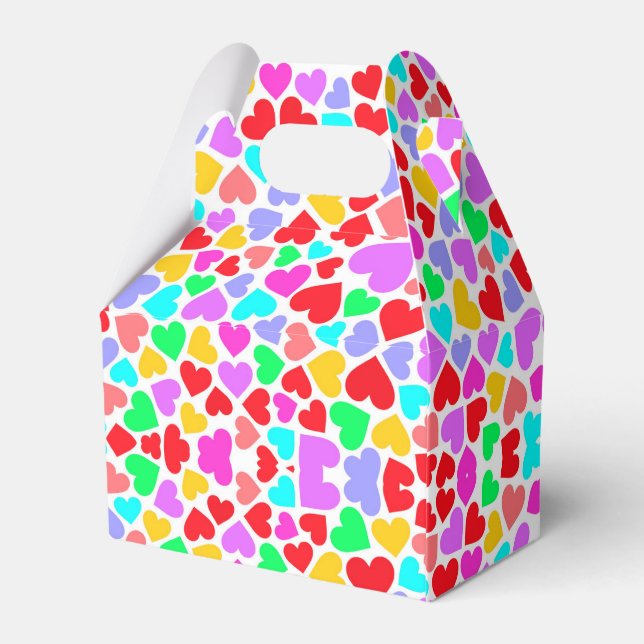 Cute colourful hearts patterns favor box (Back Side)