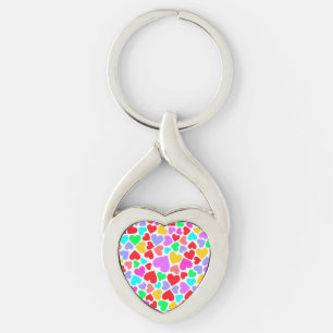 Cute colourful hearts patterns keychain