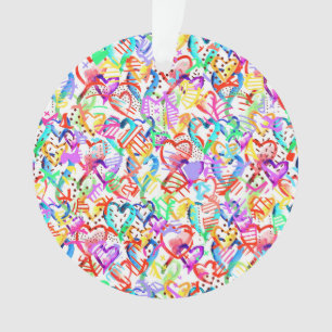 Cute colourful hearts patterns ornament