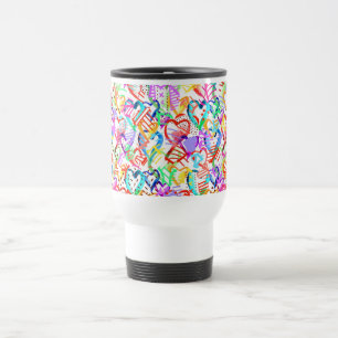 Cute colourful hearts patterns travel mug