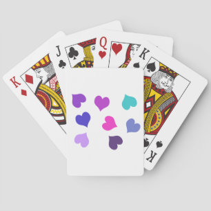 Cute colourful hearts playing cards