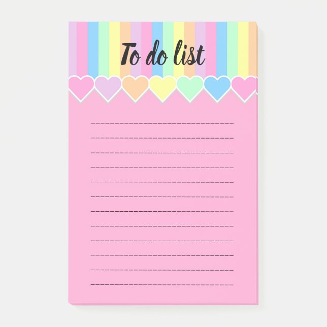 Cute colourful hearts to do list Post-it® Notes (Front)