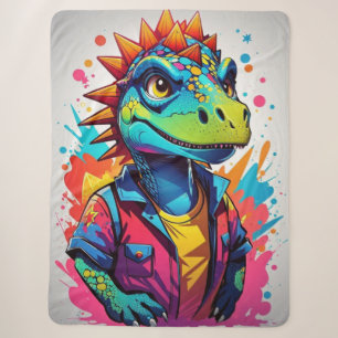 Cute Colourful Hipster Dragon Sherpa Blanket