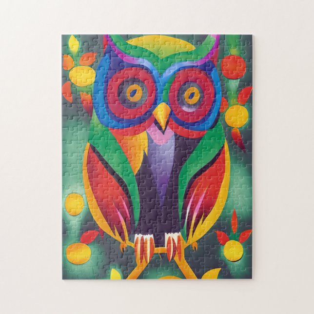 Cute Colourful Holographic Owl  Jigsaw Puzzle (Vertical)
