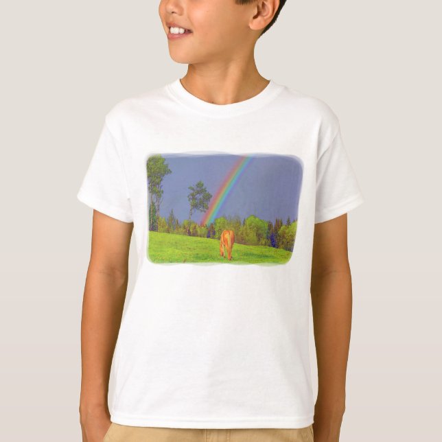 Cute Colourful Horse and Rainbow Design T-Shirt (Front)