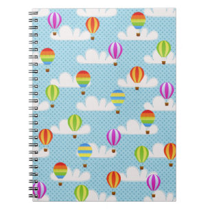 Cute Colourful Hot Air Balloons Pattern Notebook