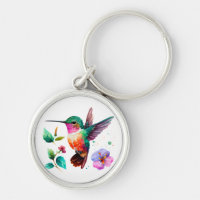 Cute Colourful Hummingbird and flowers