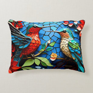 Cute Colourful Hummingbird Mosaics Accent Pillow