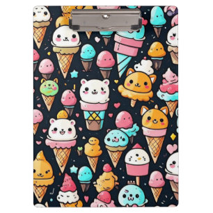 Cute colourful ice cream cones clipboard