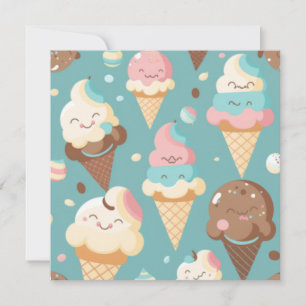 Cute colourful ice cream  thank you card