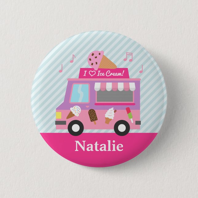 Cute Colourful Ice Cream Truck For Girls 2 Inch Round Button (Front)