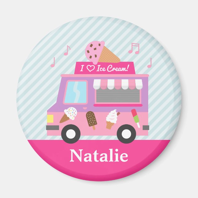 Cute Colourful Ice Cream Truck For Girls Magnet (Front)