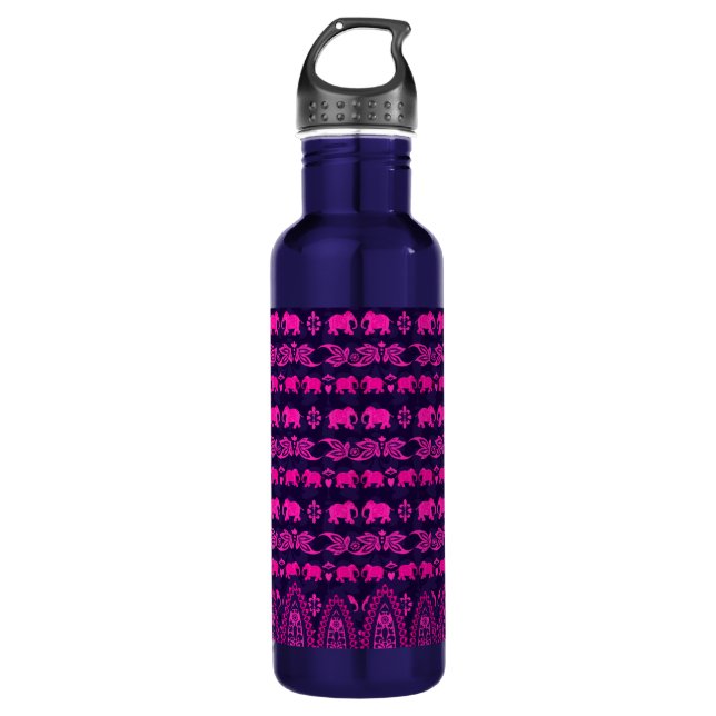 Cute Colourful Indian Elephants Pattern 710 Ml Water Bottle (Front)
