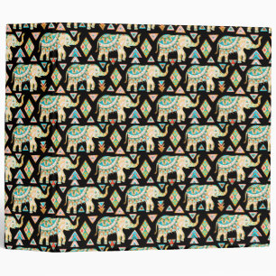 Cute colourful indian elephants pattern binder