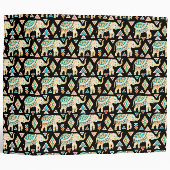 Cute colourful indian elephants pattern binder (Front/Spine)