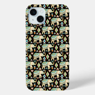 Cute colourful indian elephants pattern iPhone 15 mini case
