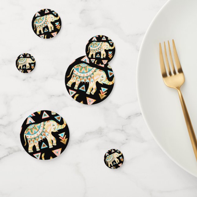 Cute colourful indian elephants pattern confetti (Group)