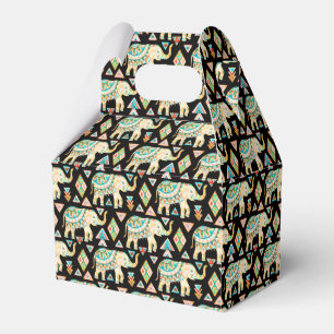 Cute colourful indian elephants pattern favor box
