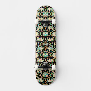 Cute colourful indian elephants pattern skateboard
