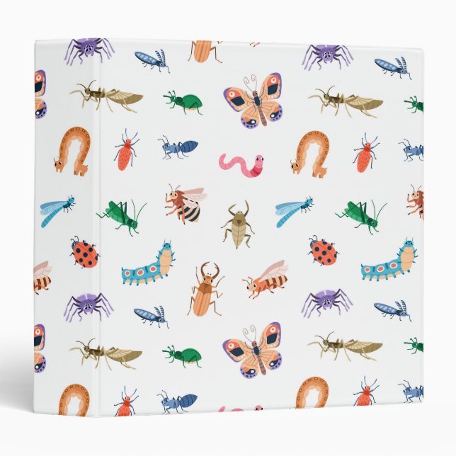 Cute Colourful Insect Pattern Binder (Front/Spine)