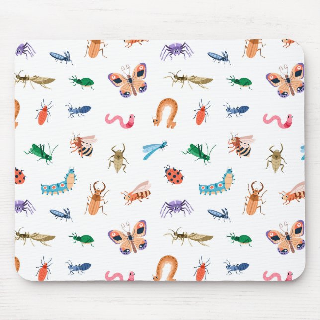 Cute Colourful Insect Pattern Mouse Pad (Front)