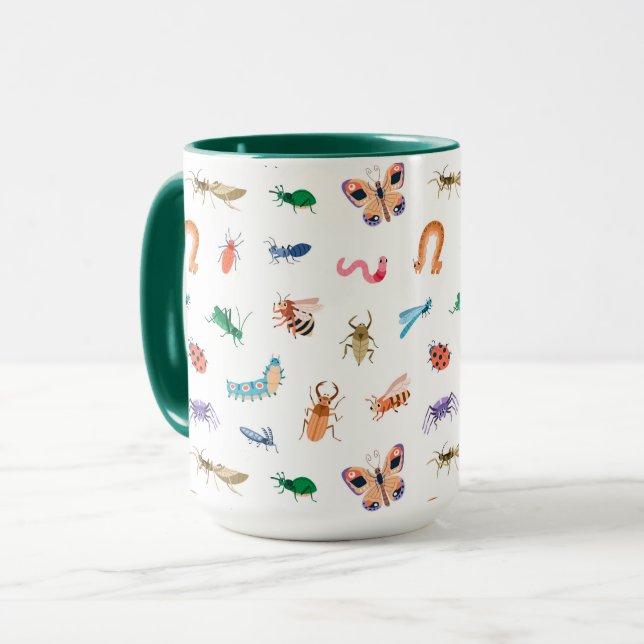 Cute Colourful Insect Pattern Mug (Front Left)