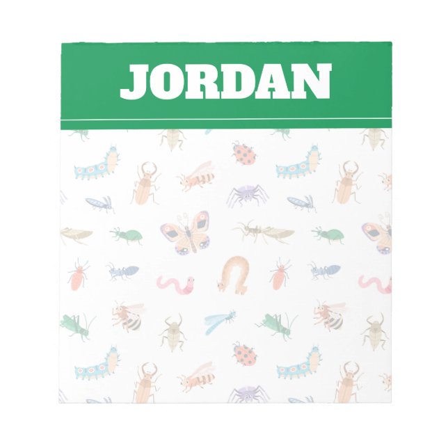 Cute Colourful Insect Pattern Notepad (Front)