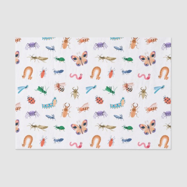 Cute Colourful Insect Pattern Tissue Paper (Front)