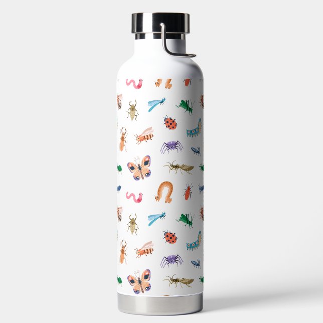 Cute Colourful Insect Pattern Water Bottle (Left)