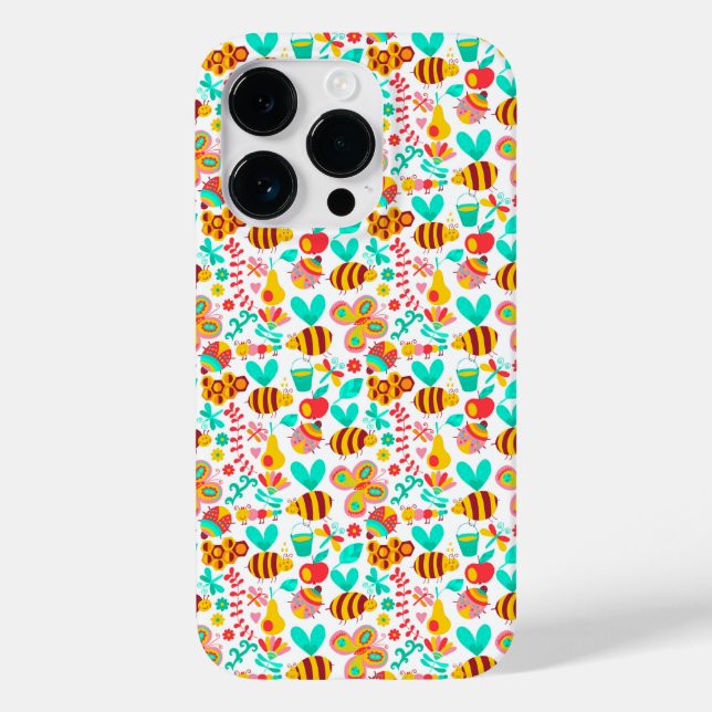 Cute colourful insects patterns Case-Mate iPhone case (Back)