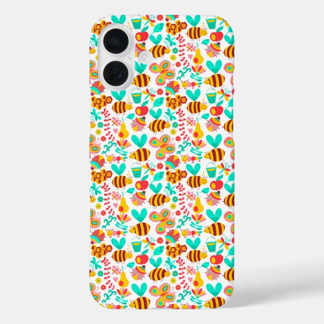 Cute colourful insects patterns Case-Mate iPhone case (Back)