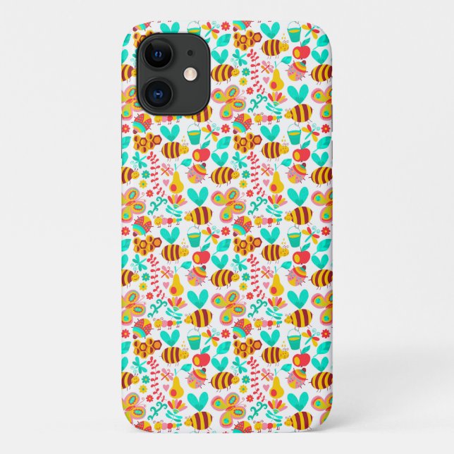 Cute colourful insects patterns Case-Mate iPhone case (Back)