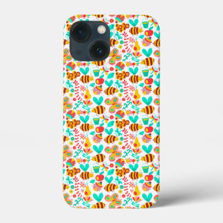 Cute colourful insects patterns iPhone 13 mini case