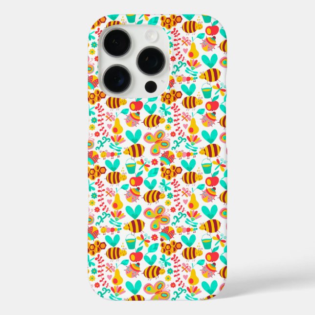 Cute colourful insects patterns Case-Mate iPhone case (Back)