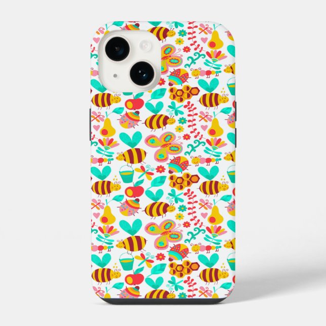 Cute colourful insects patterns iPhone case (Back)