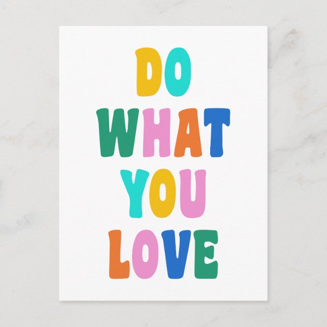 Cute Colourful Inspirational Quote Bold Typography Postcard (Front)