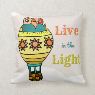 Cute Colourful Inspirational Sunbathing Bird Kids Throw Pillow