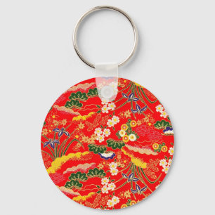 Cute colourful japanese floral patterns keychain
