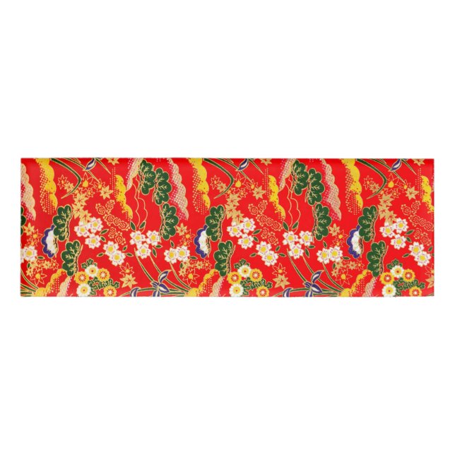 Cute colourful japanese floral patterns name tag (Front)