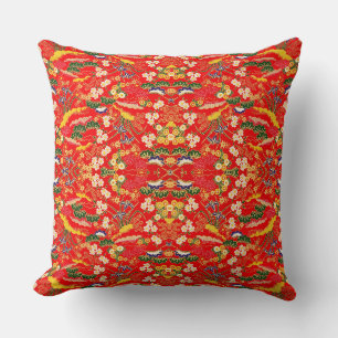 Cute colourful japanese floral patterns throw pillow