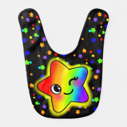 Cute Colourful Kawaii Rainbow Star Heaven Bib