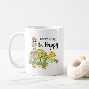 Cute Colourful Kawaii Tortoise Cartoon Be Happy Coffee Mug